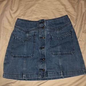 Free People button up denim high waisted skirt